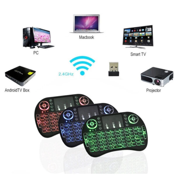 Wireless USB Mini i8 Keyboard Touchpad with Backlit - Image 2