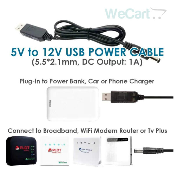 5V to 12V USB Booster Cable for Modem and Router